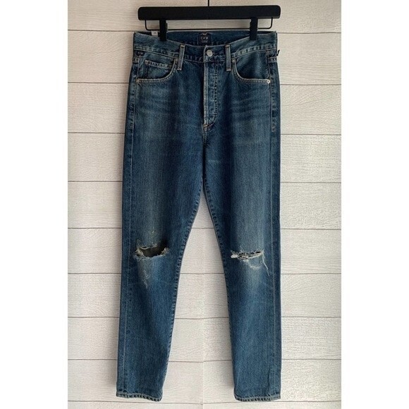 CITIZENS OF HUMANITY Liya High Rise Classic Fit Crop Jeans In Shangri La Size 24 - Picture 1 of 7
